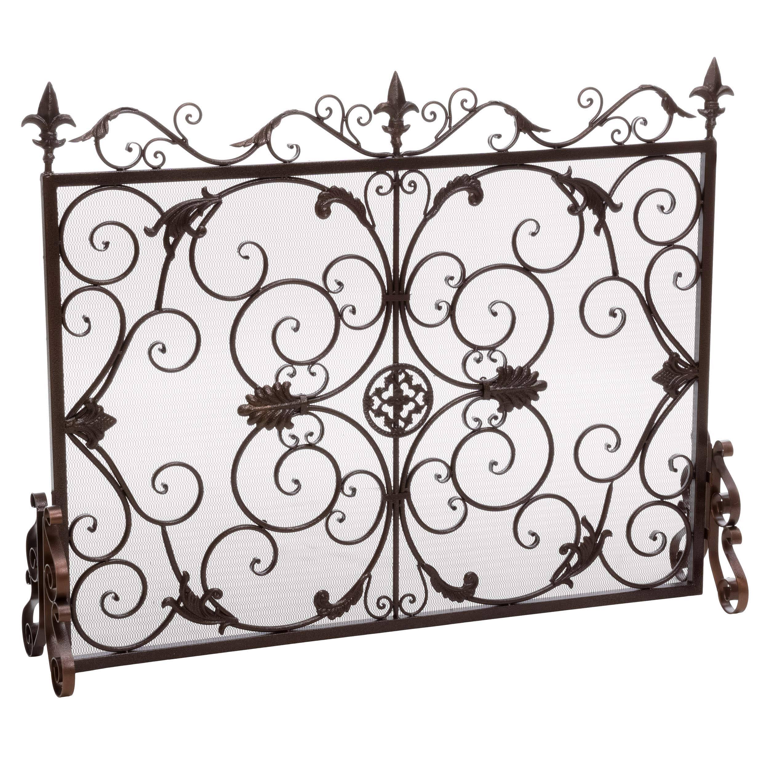 Darcie Black Brushed Gold Finish Wrought Iron Fireplace Screen