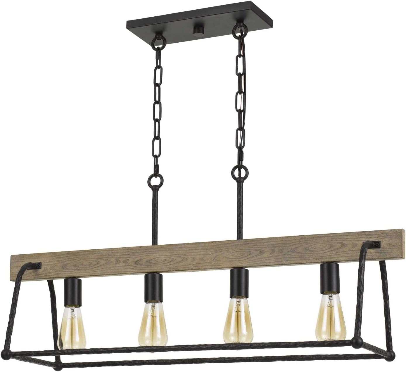 Cal Lighting FX-3712-4 Transitional Four Light Chandelier from Lockport Collection in Black Finish, 10.00 inches