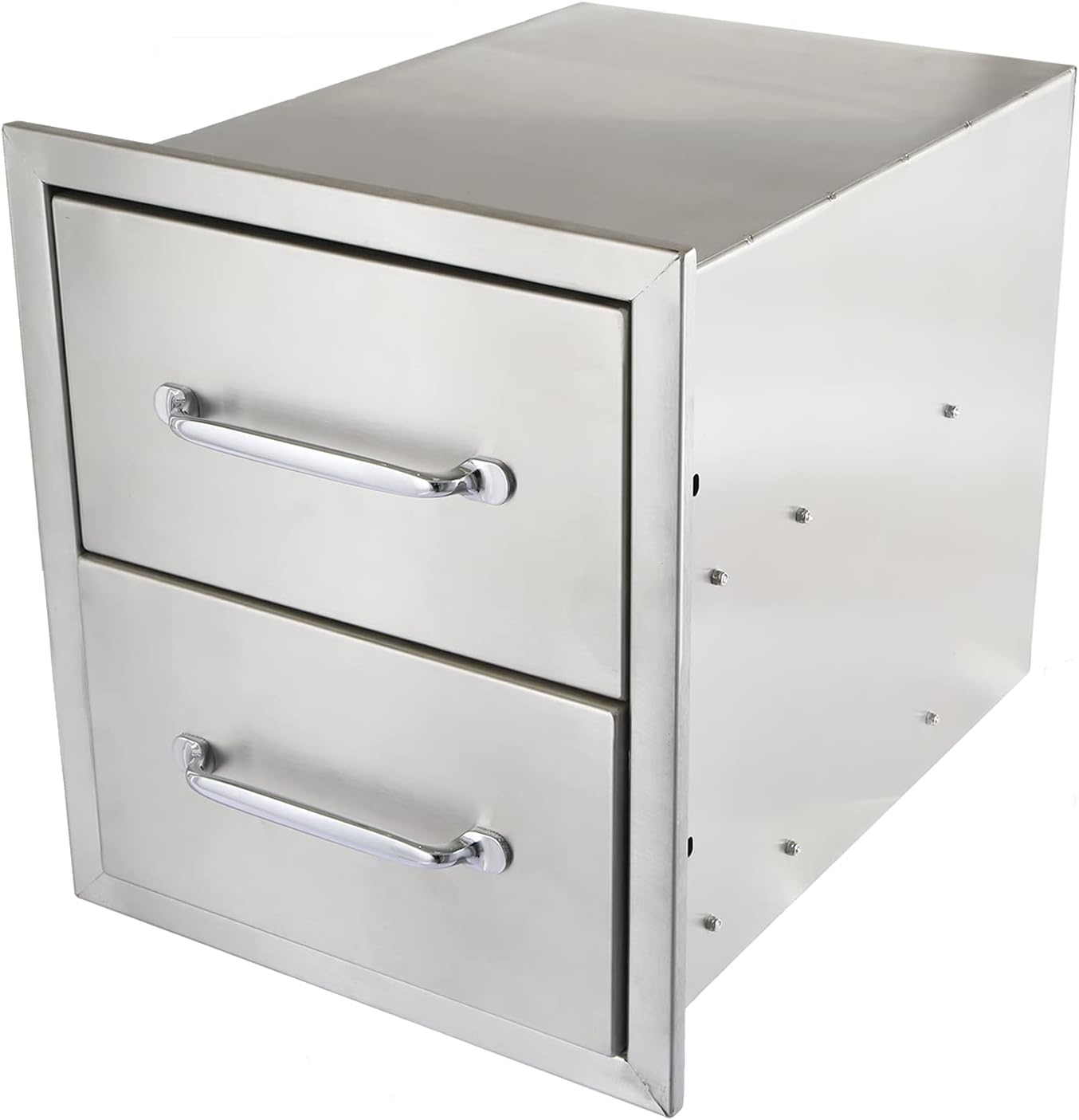 EBUY Outdoor Double Access Drawer with Pulls Handle 14x14.5x23 inch Storage Drawer for Kitchen Island Station Stainless Steel BBQ Drawer Slides