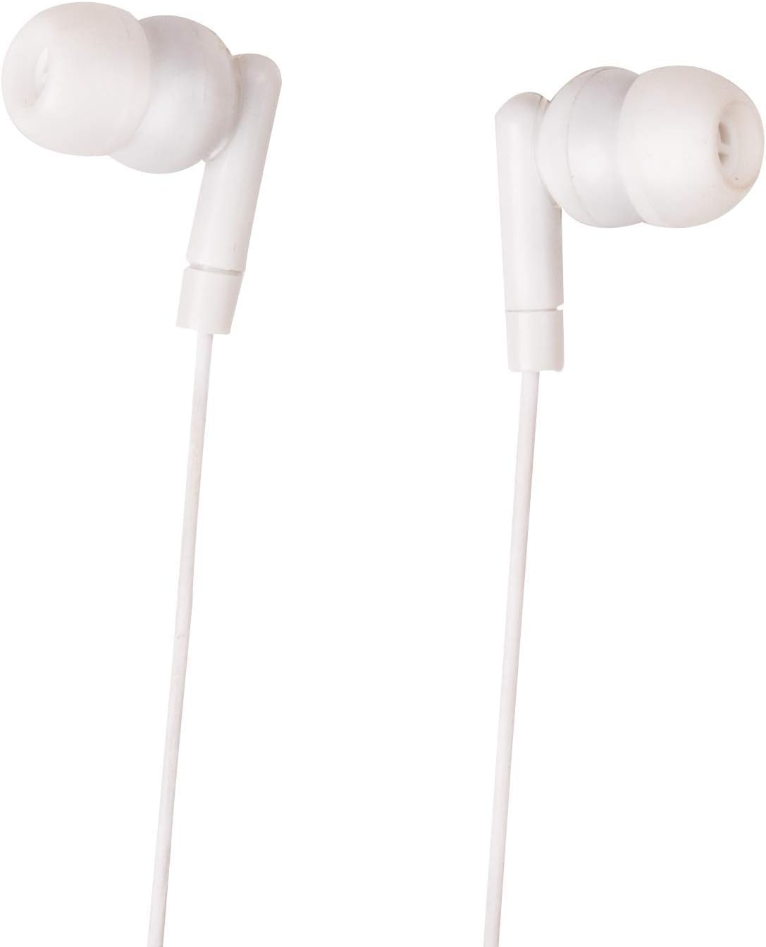 JustJamz Basic Pearl White Headphones Disposable Earbuds Earphones for Kids and Adults 100 Pack