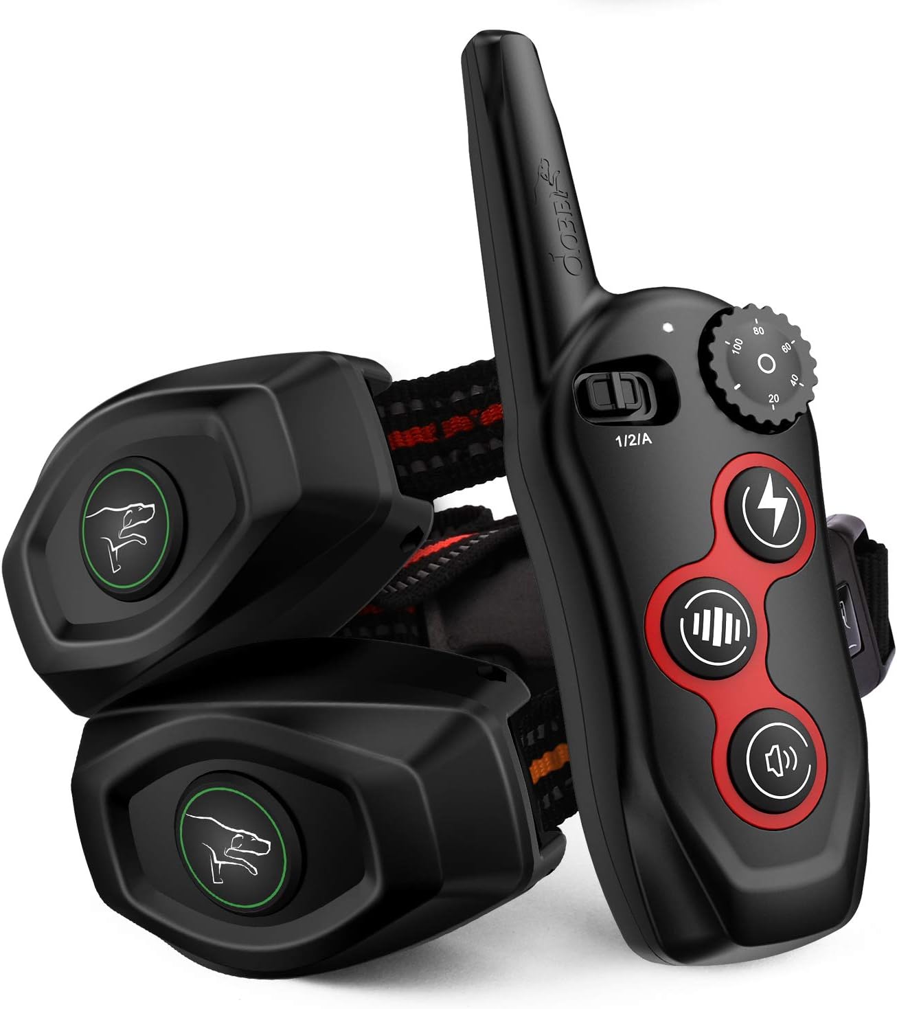 2 In 1 Dog Training Collar & Dog Bark Collar - Rechargeable Dog Remote Shock Collar w/3 Training Modes, Beep, Vibration, Shock, 100% Waterproof Training Collar, Up to 1300Ft Remote Range for 2 Dogs Pack of 2