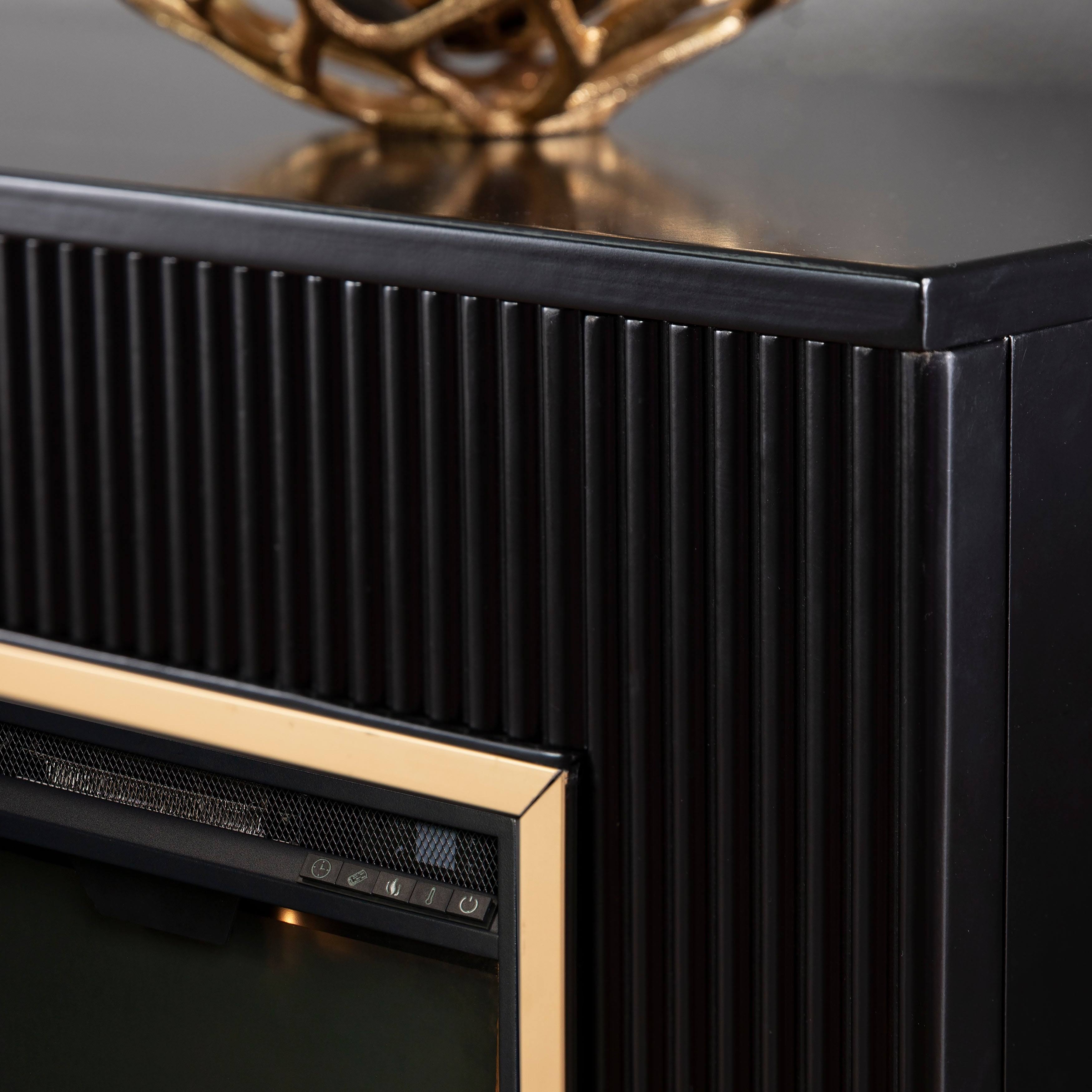 Harper Blvd Camarosa Contemporary Black Wood Alexa Enabled Fireplace - Black / Gold