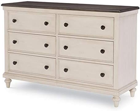 Legacy Brookhaven Wood Six Drawer Dresser Vintage Linen and Rustic Dark Elm
