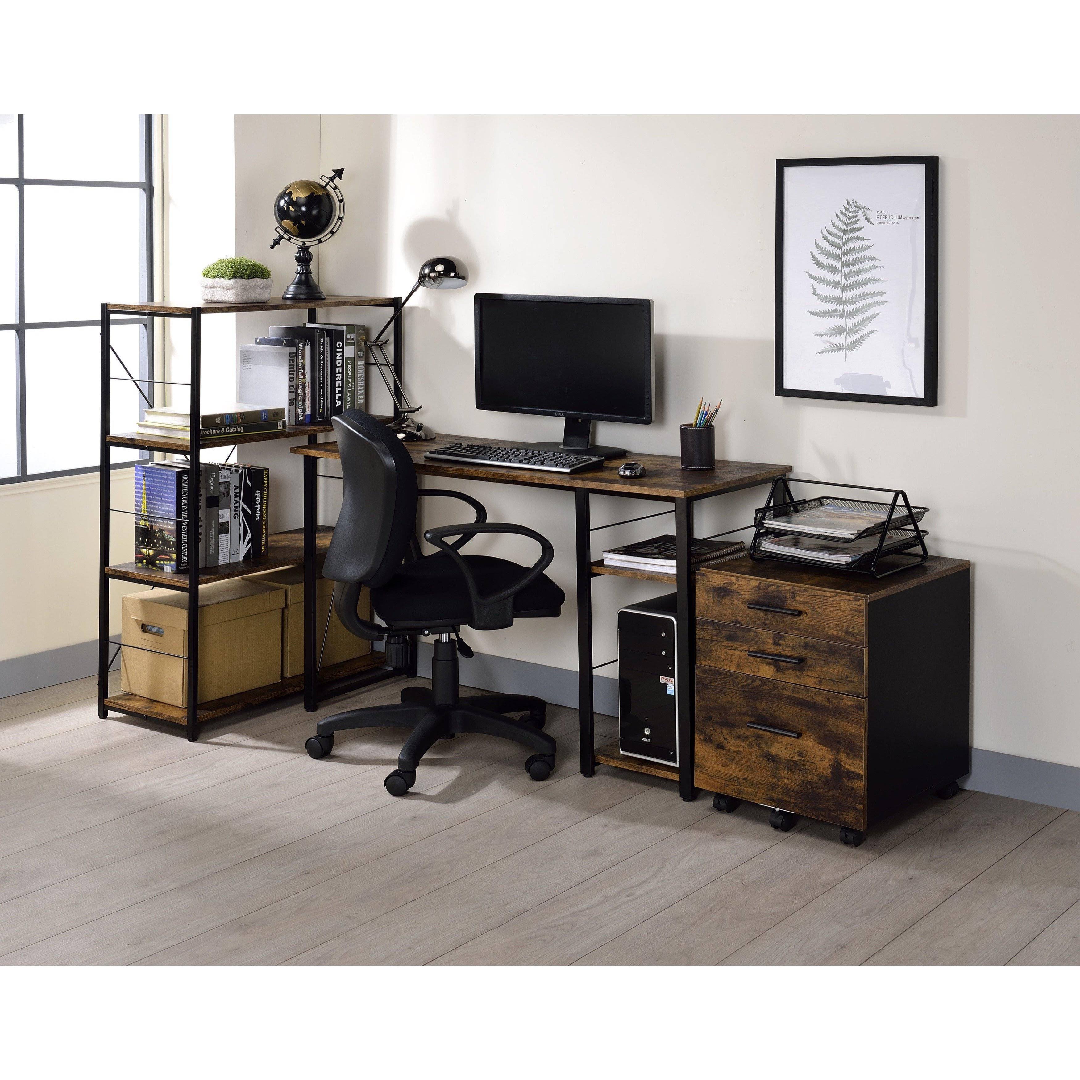 Acme Vadna Writing Desk Weathered Oak u0026 Black Finish