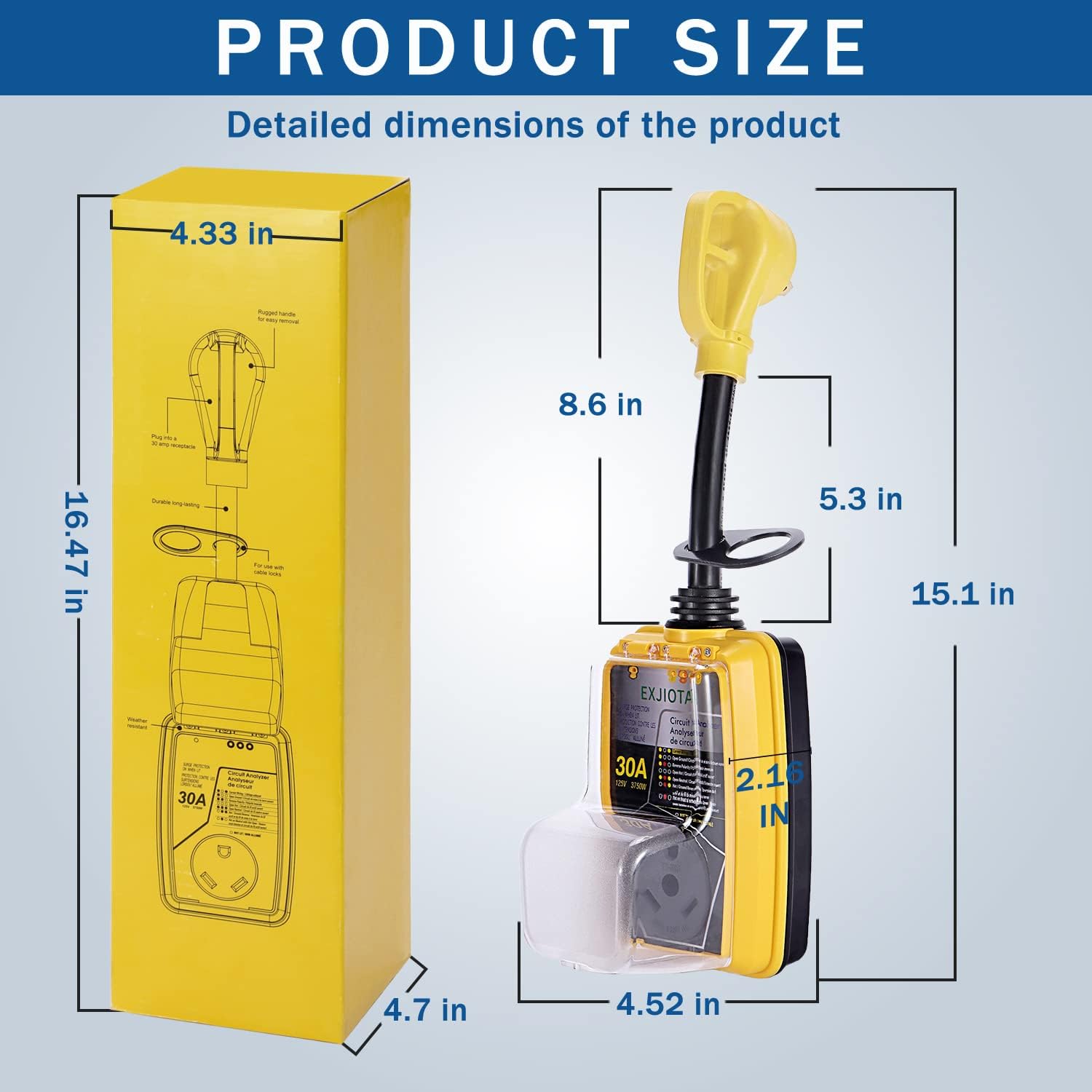 RV Surge Protector 30 Amp,30 Amp Surge Protector for RV with Surge Protection(2100 Joules),Rv 30 Amp Surge Protector with Waterproof Cover, LED Indicator and Grip Handles Used for Travel Camper Pack of 2