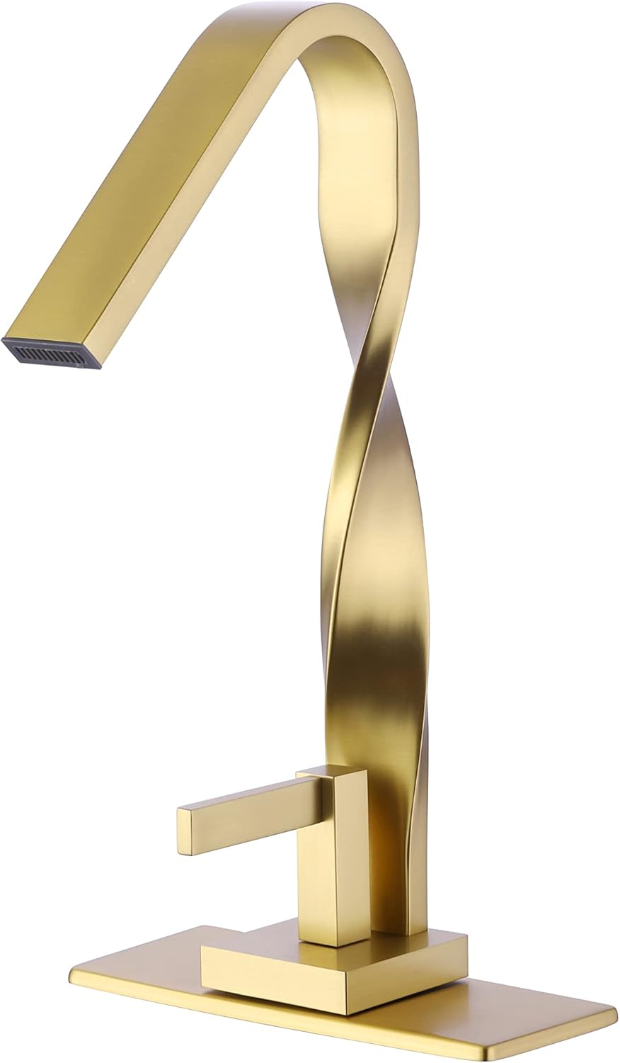 HMEGAO Modern Bathroom Sink Faucet,Matte Black Single Handle Faucet for Bathroom Sink,Waterfall 1Hole Bathroom Vanity Faucet, Basin Faucet with 6 in Deck Plate and Hoses,Lead-Free Bathroom Faucet Set