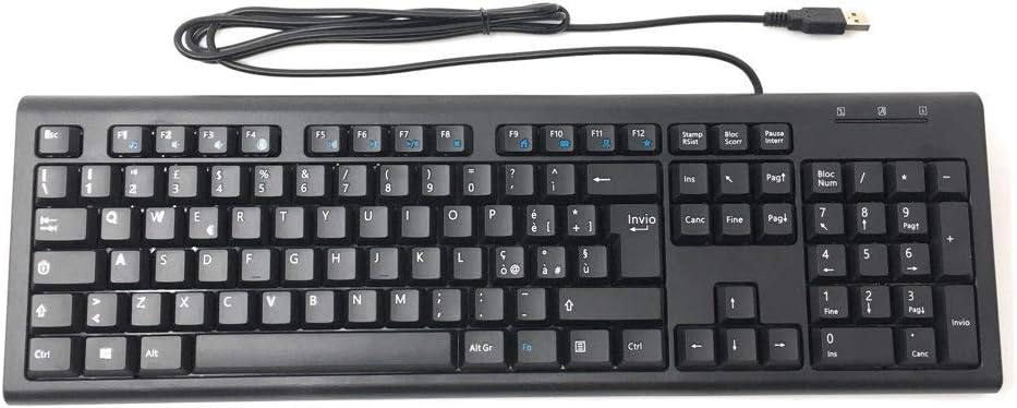 Solidtek Bilingual Italian English Black USB Wired computer Keyboard (Certified Refurbished) Pack of 2