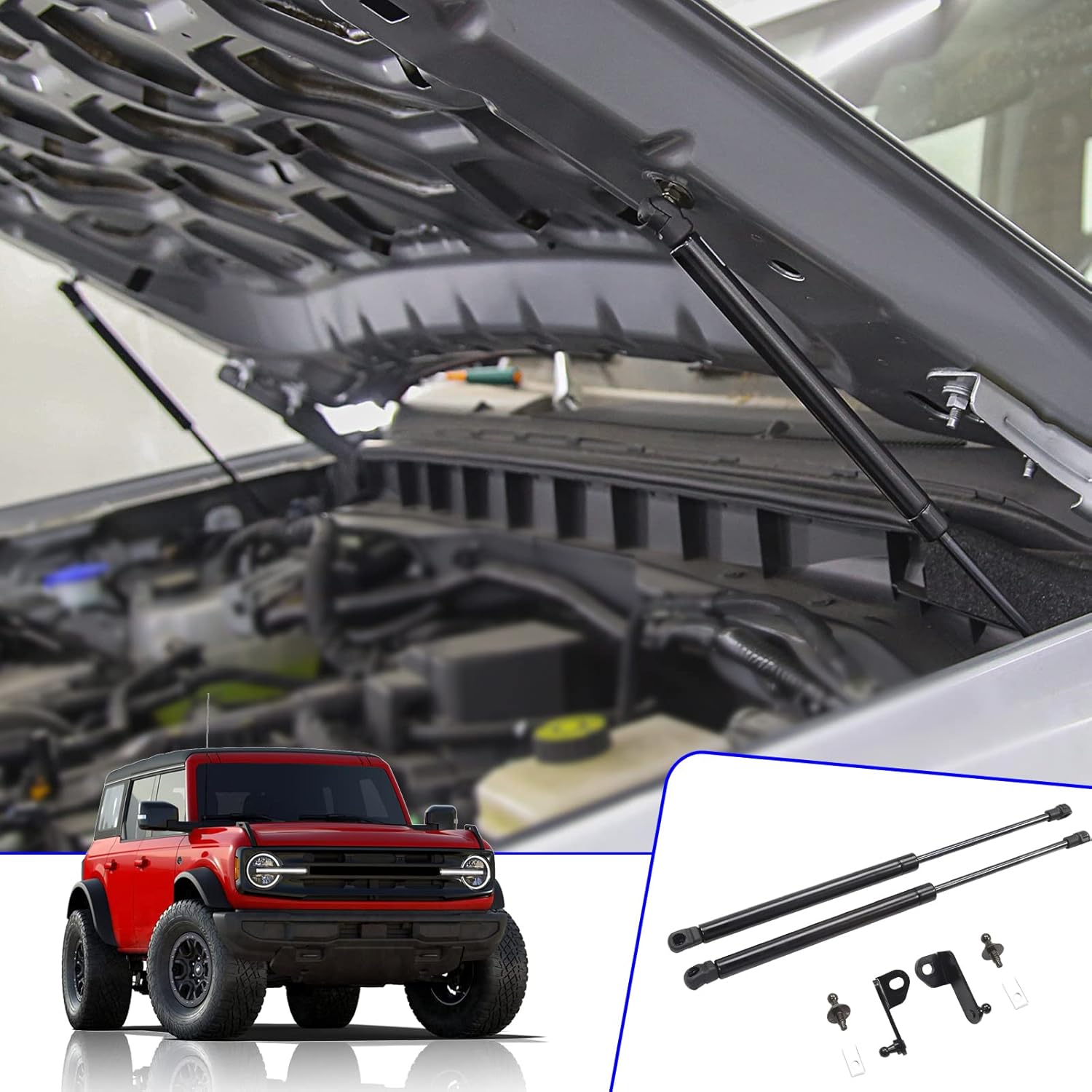 Rongtaod Fit 2021 2022 Bronco Front Bonnet Hood Shock Accessories Bronco 4-Door 2-Door Lift Struts Bar Support Arm Gas Spring