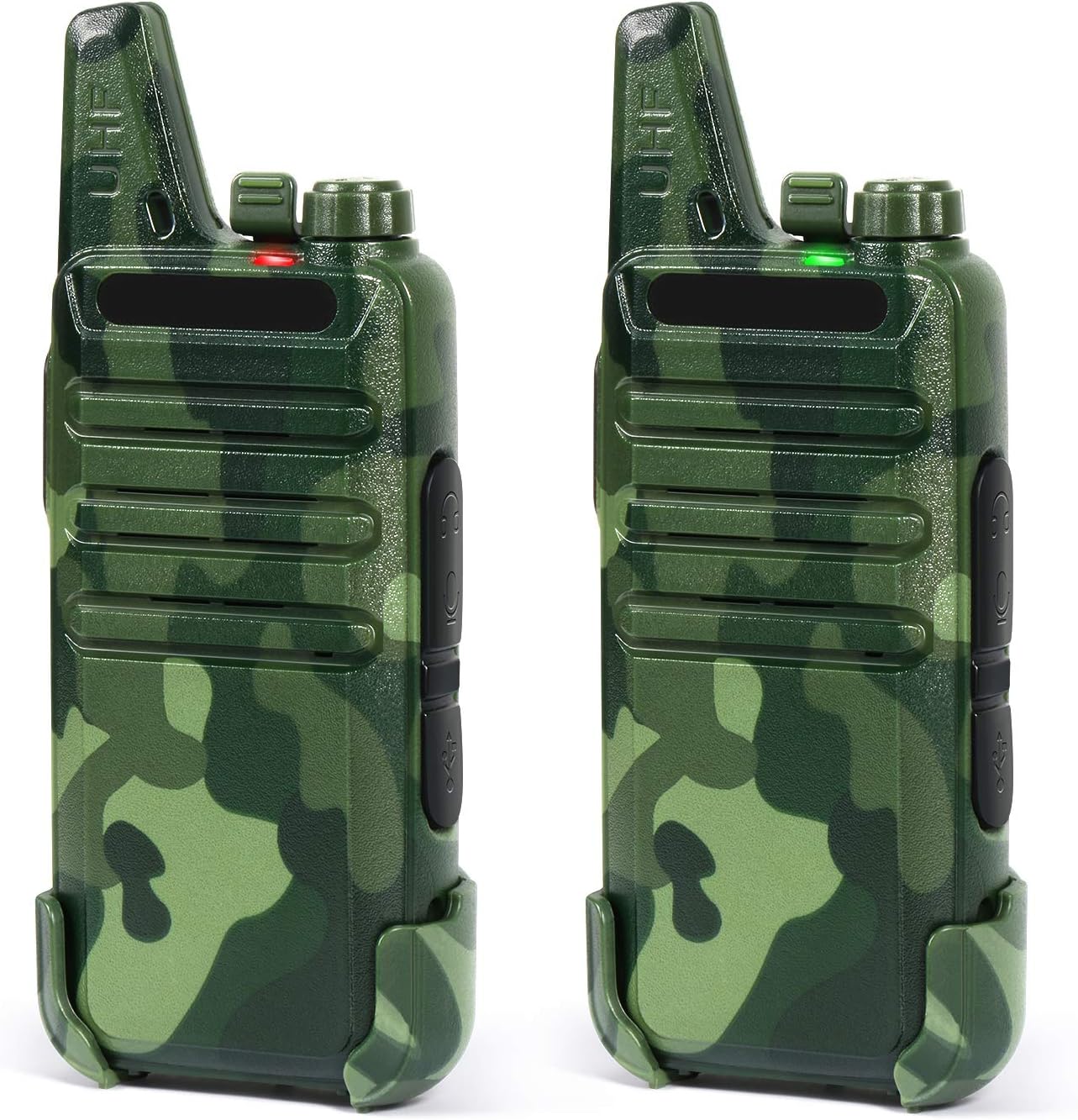 Slim Walkie Talkies 2 Pack - Long Range Rechargeable Walkie Talkies for Adults - GLCONN Mini Portable Two Way Radio Walkie Talkies - Camo