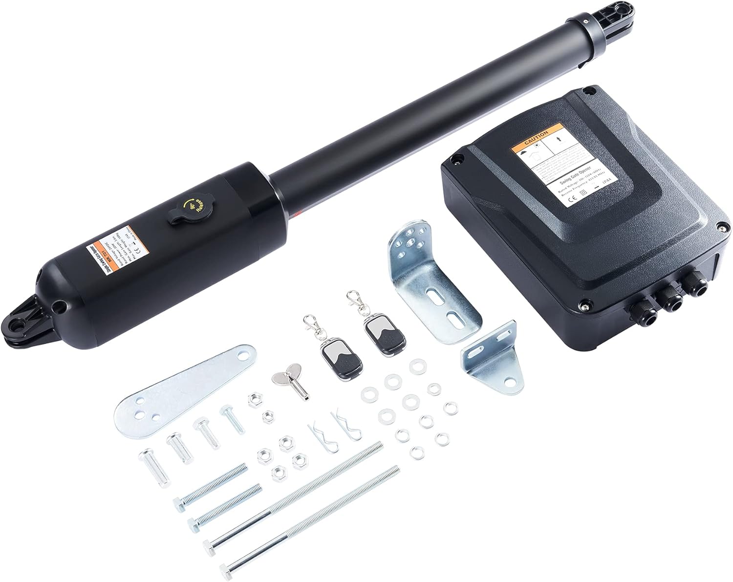 CO-Z Gate Opener with Remotes, Automatic Single Arm Gate Motor, 30W Swing Gate Linear Actuator, Electric Auto Close Garage Fence Driveway One Gate Operator, Complete Hardware Kit for 310lb Doors