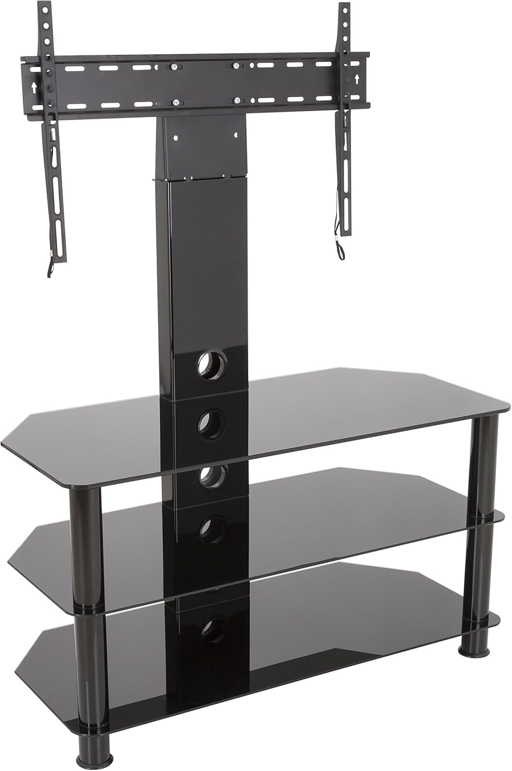 AVF SDCL900BB-A Stand with TV Mount for TVs up to 60-inch, Black Glass, Black Legs
