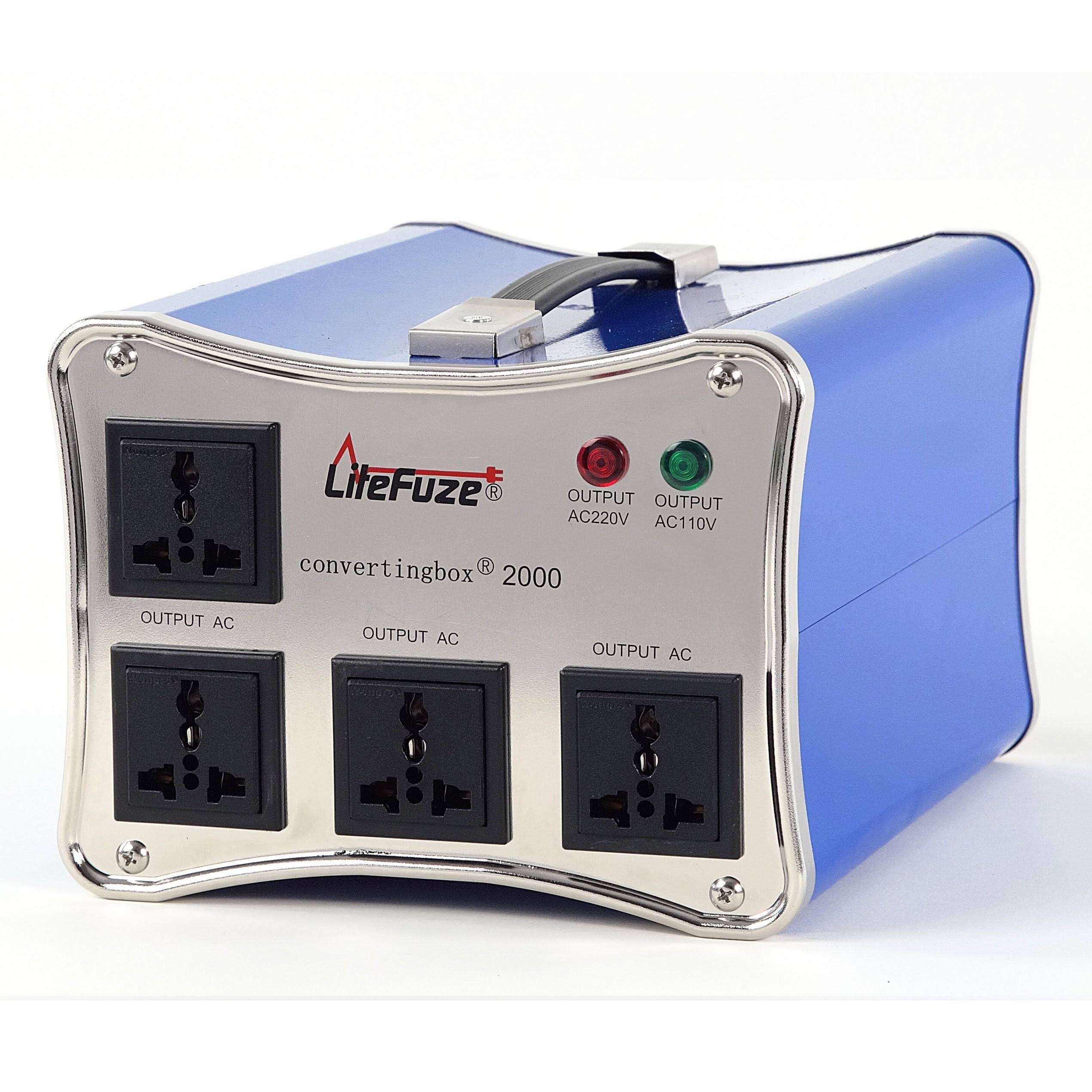 LiteFuze convertingbox 2000 Watt Auto Voltage Converter Transformer - Light Weight - Step Up/Down - Circuit Breaker - Detachable