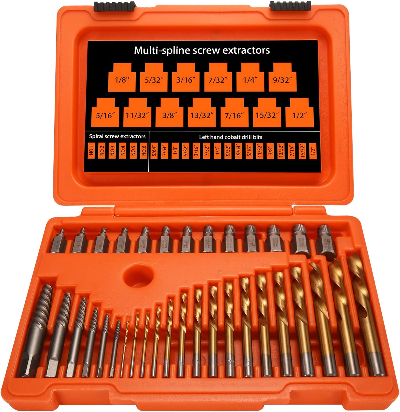 XEWEA Screw&Bolt Extractor Set and Drill Bit Kit, Easy Out Broken Lug Nut Extraction Socket Set (Screw Extractor+Drill Bit)