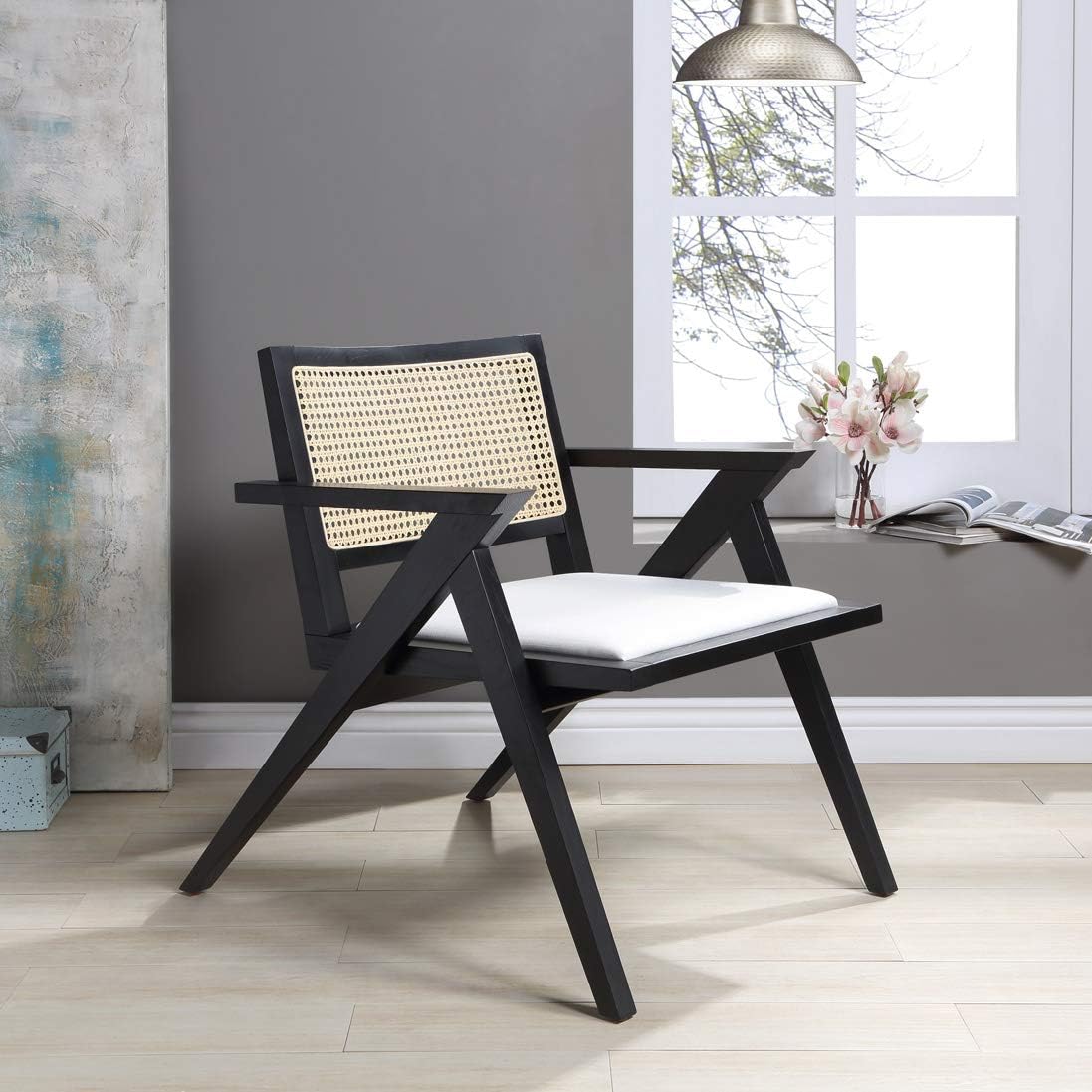 Safavieh Couture Home Collection Krystine Coastal Natural Rattan Back Living Room Dining Accent Chair SFV4131B