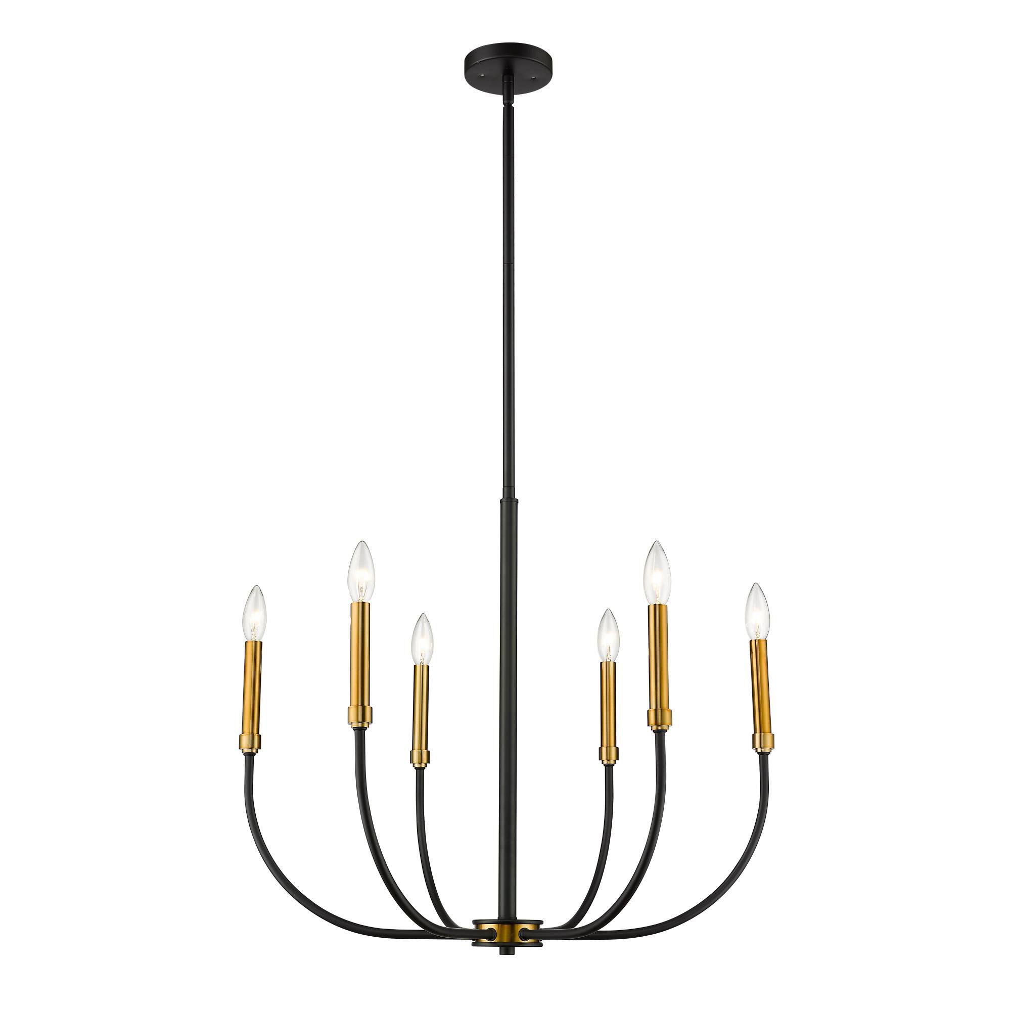 Z-Lite-479-6MB-OBR-Haylie - 6 Light Chandelier Matte Black/Olde Brass