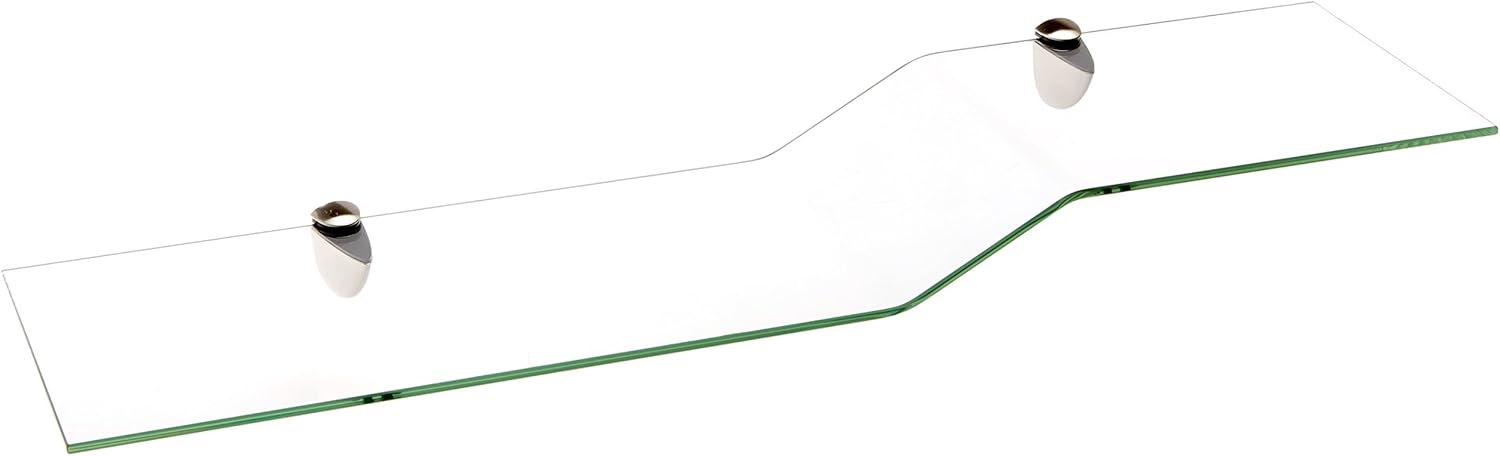 Spancraft Glass Sparrow Bent Glass Shelf, Brass Bracket, 8 x 32 Pack of 2