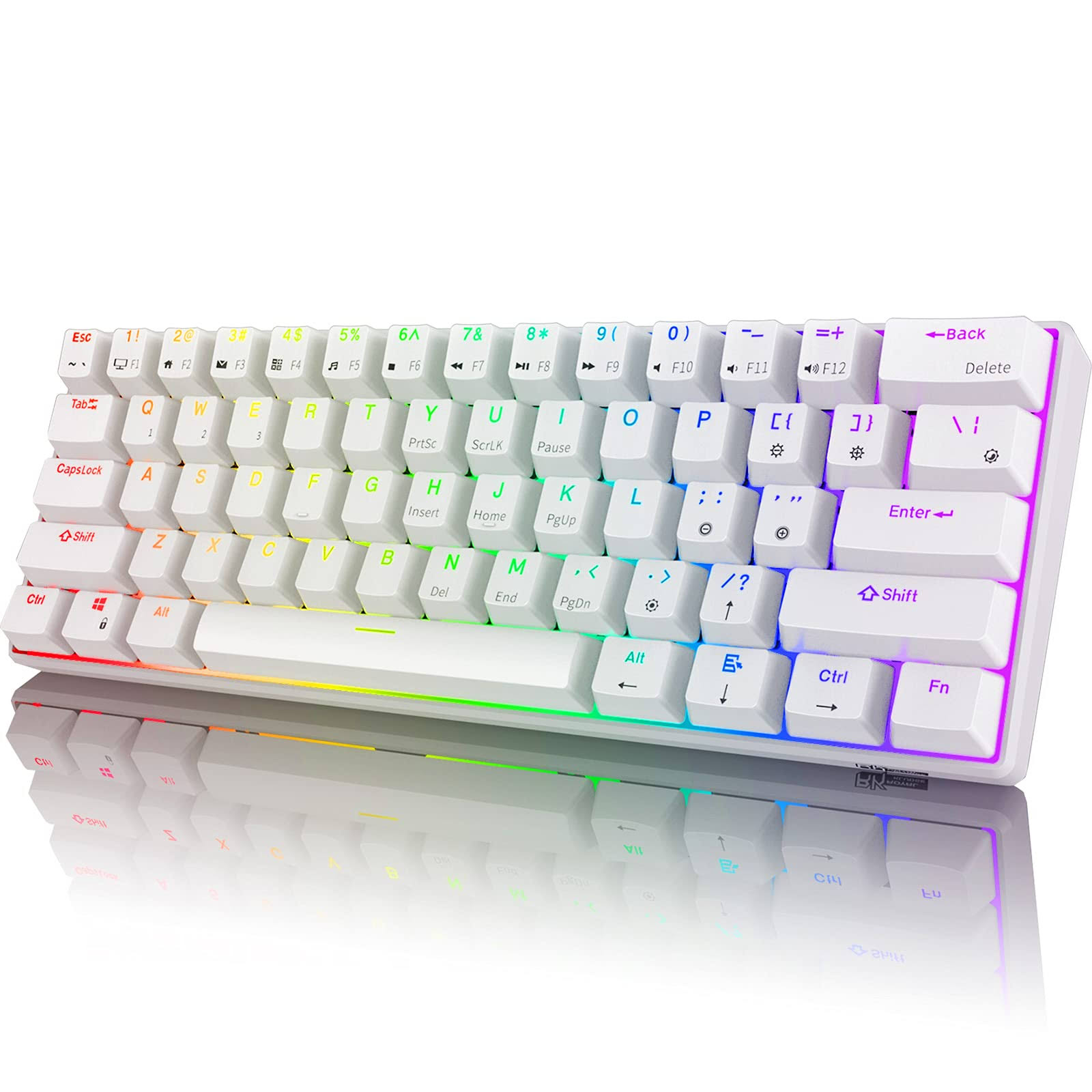 RK Royal Kludge RK61 60% RGB Mechanical Gaming Keyboard Small Compact 61 Keys, Wired/Wireless Bluetooth Mini Portable Keyboard G
