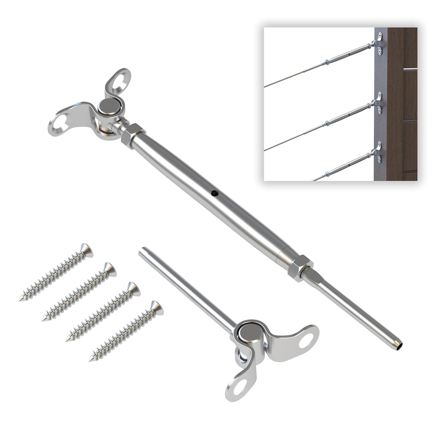 Dawn Railing Cable Railing Hardware Kit 10 Pairs T316 Stainless Steel 180°Angle Adjustable System for 1/8