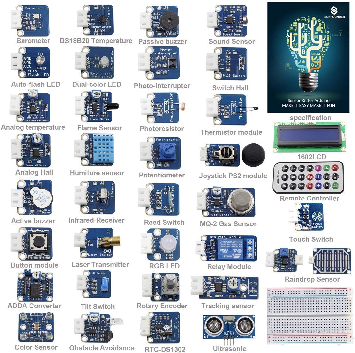 SunFounder Ultimate Sensor Kit Compatible with Arduino R3 Mega2560 Mega328 Nano - Including 98 Page Instructions Book Pack of 2