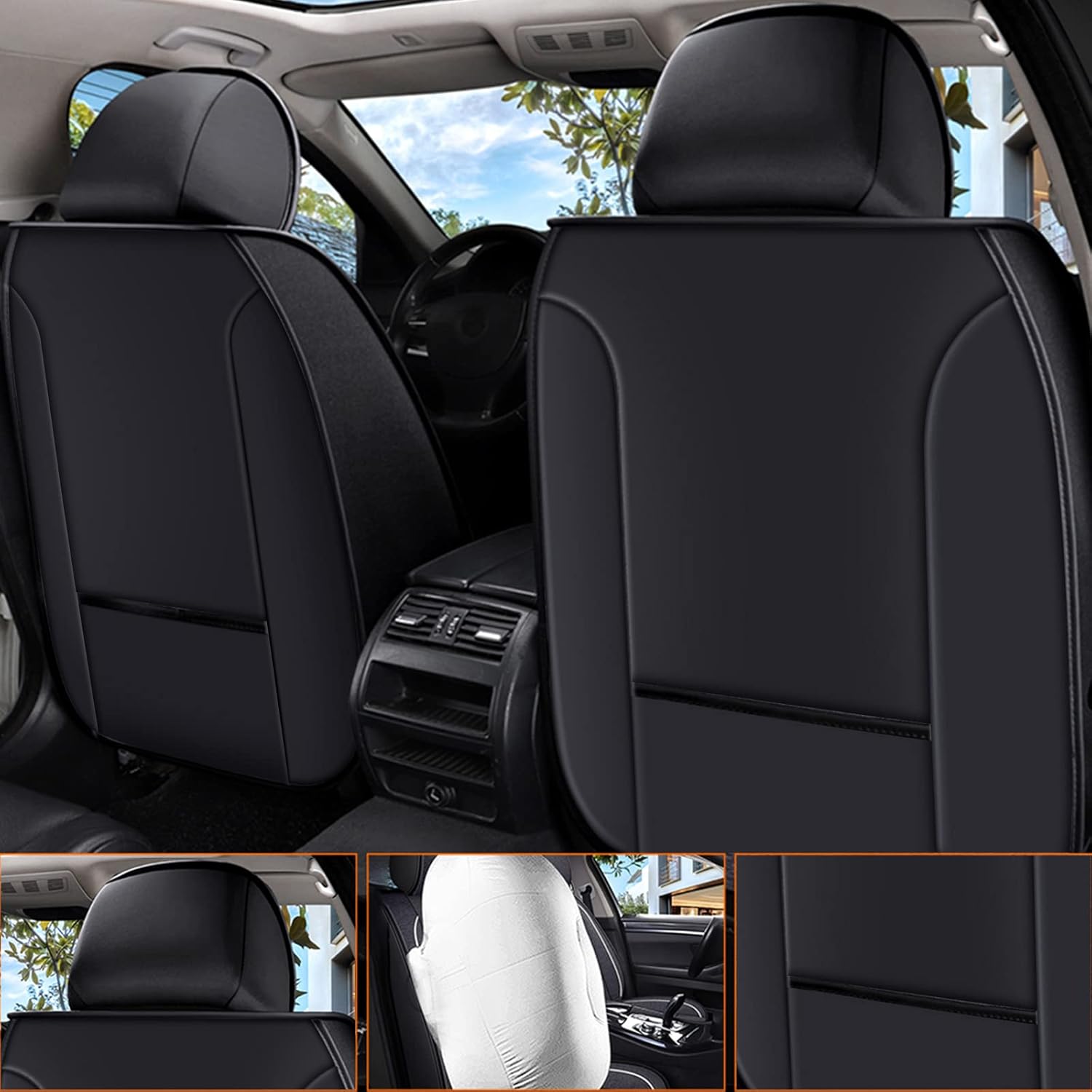 YORKNEIC Seat Cover Custom Fit for Subaru Legacy 2011-2019 front seats Leather and Linen Seat Protector Airbag Compatible Automotive Vehicle Cushion Cover for Subaru Legacy Comfortable Breathable 2PCs