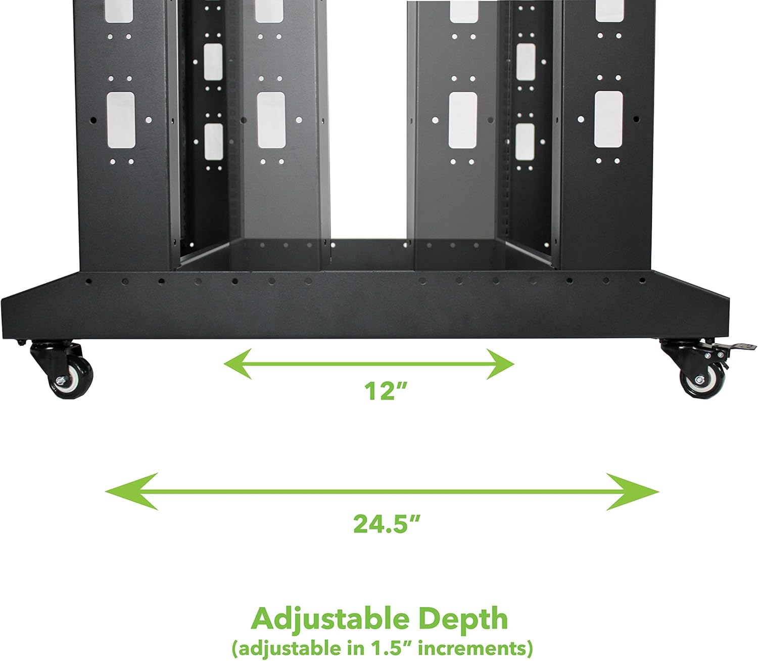 NavePoint 22U Professional 4-Post IT Open Frame Server Network Relay Rack 800mm Casters Black