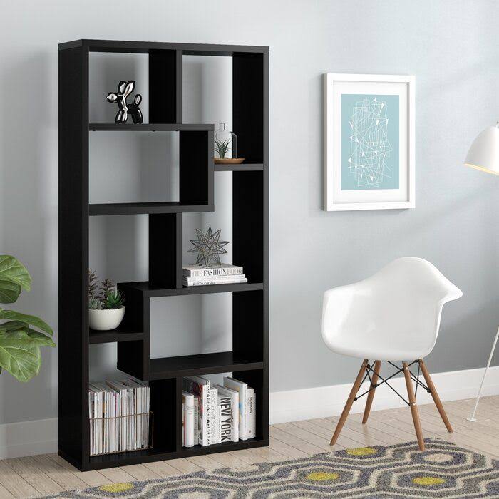 Chrysanthos Geometric Bookcase Mercury Row Color: Black