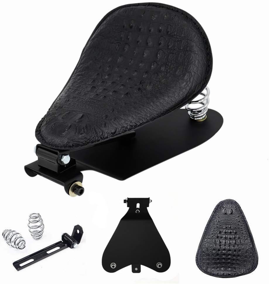 Alligator PU Leather Driver Bobber Solo Seat Springs Base Plate Pan Bracket Mount Kit Fit for Harley Sportster XL 883 1200 48