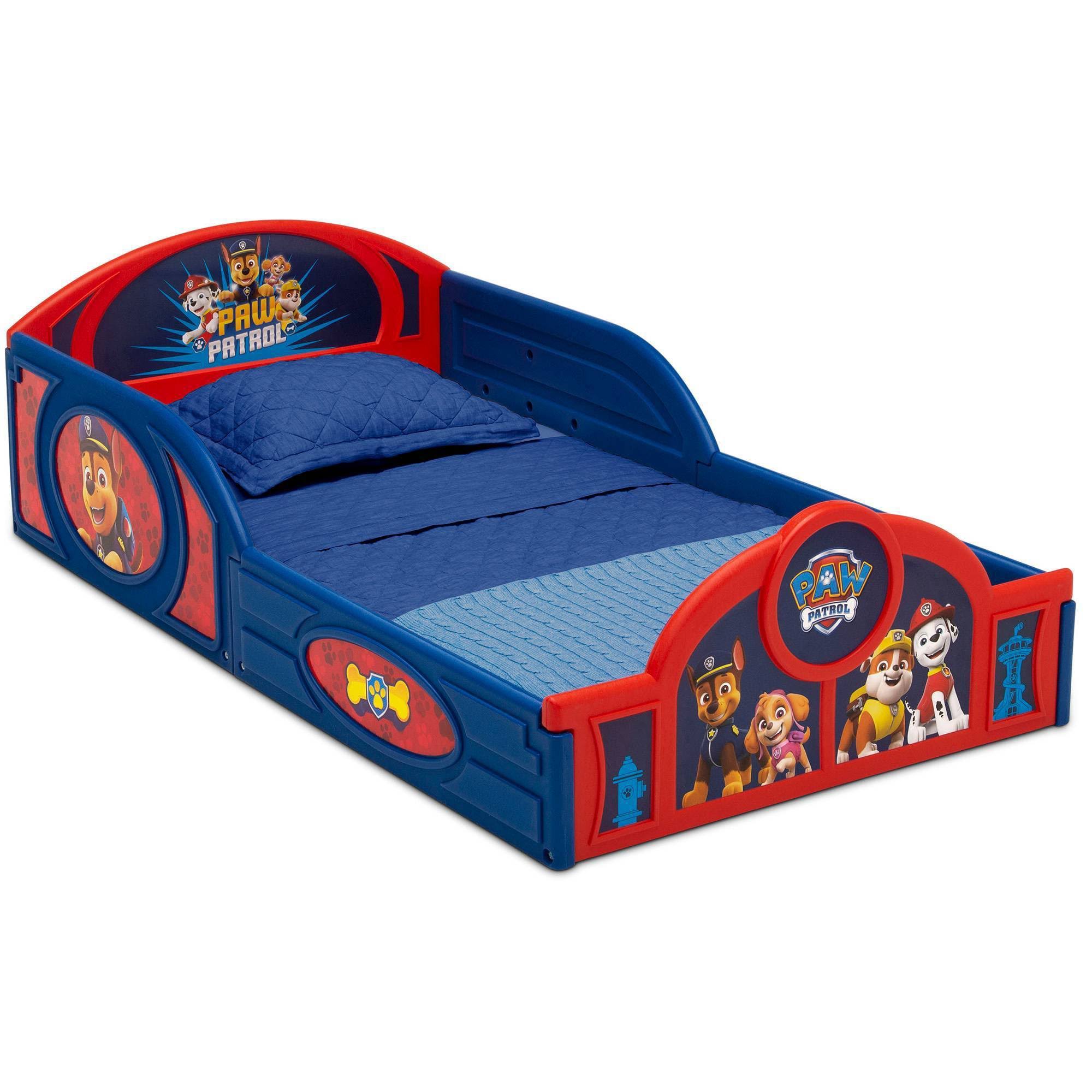 Toddler Paw Patrol Plastic Sleep and Play Bed with Attached Guardrails - Delta Children