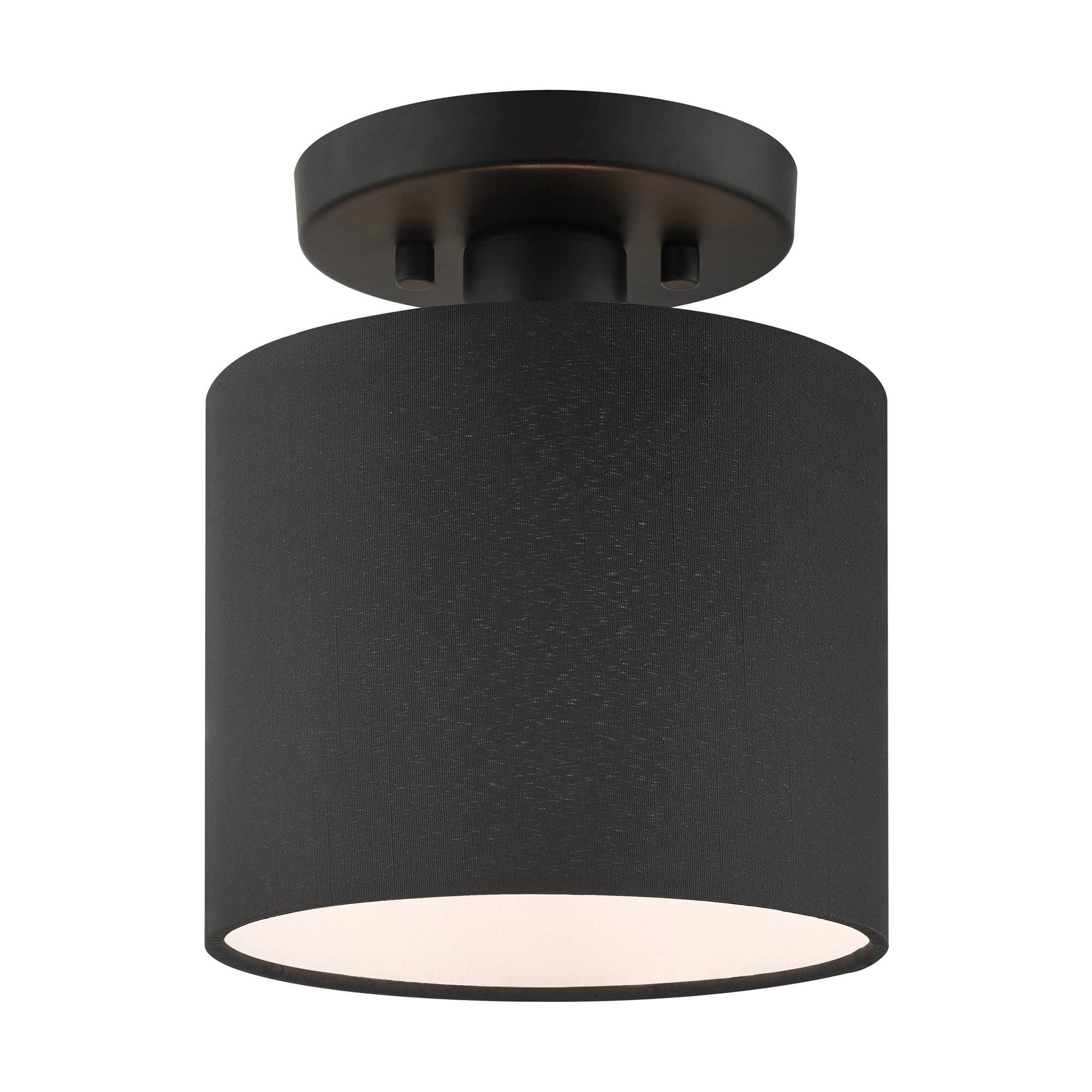 Livex Lighting Bainbridge 1 Light Black Semi Flush Mount 45661-04
