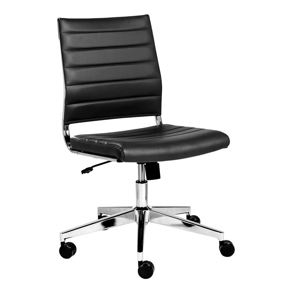 Eurostyle Brooklyn Low Back Office Chair W/O Armrests in Black with Chromed Steel Base