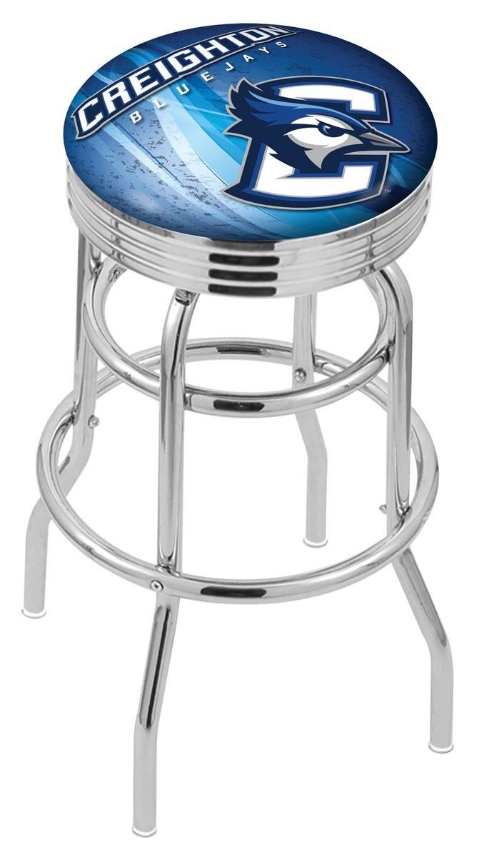 Holland Bar Stool Creighton 25 inch L7C3C Chrome Double Ring with Ribbed Accent Bar