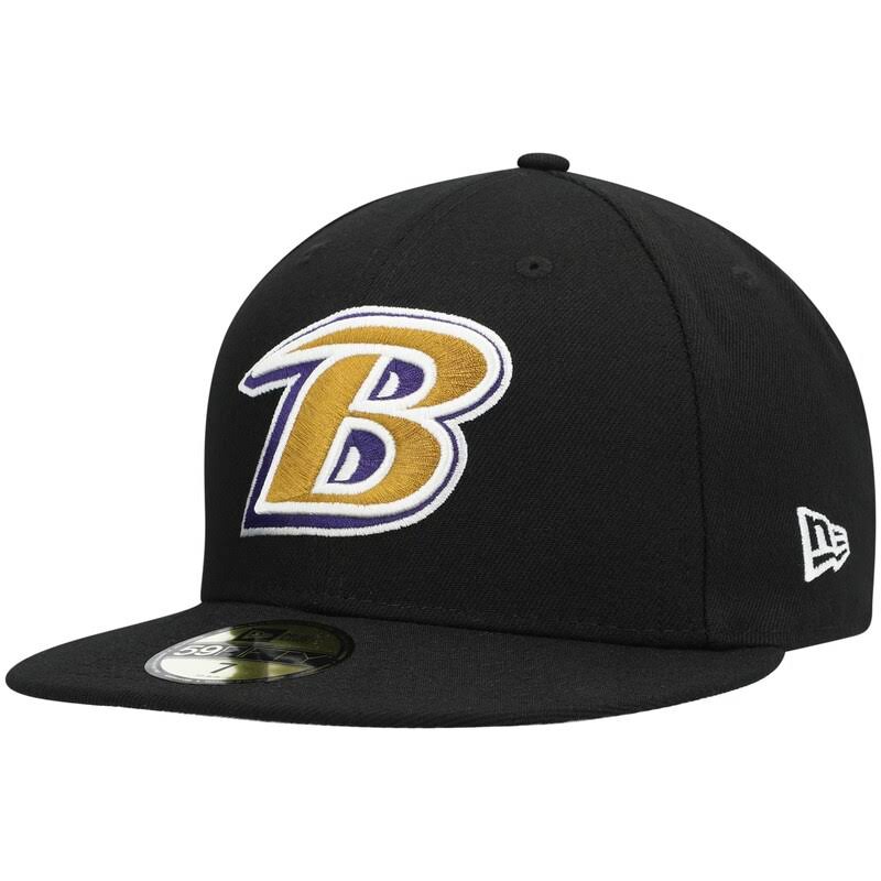Baltimore Ravens New Era Omaha Lettermark 59FIFTY Fitted Hat - Black