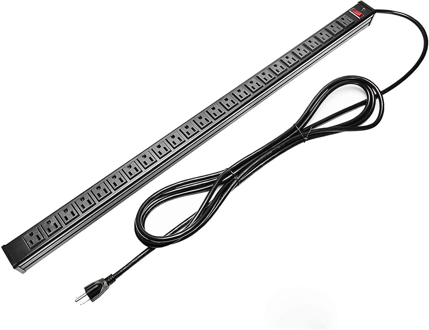 Surge Protector Power Strip 24-outlet ETL Certified Long Heavy Duty Metal Power Strip with 15-Foot Long Extension Power Cord Pack of 2