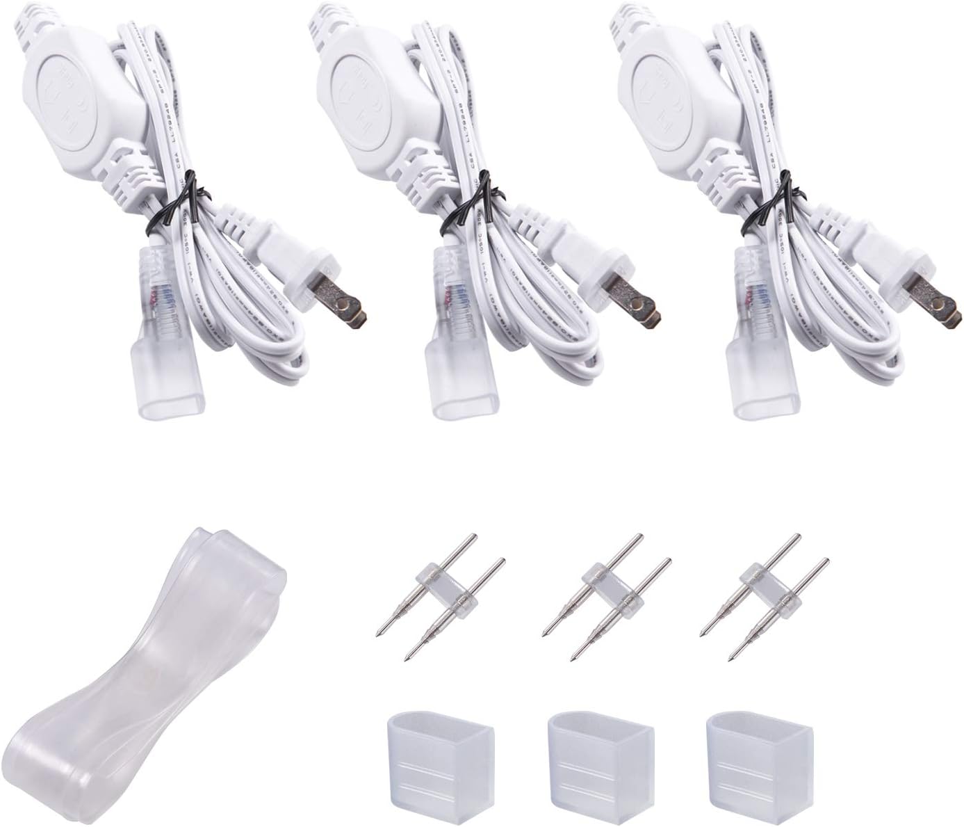 Shine Decor 5FT LED Power Cord, for 8x16mm 110V LED Neon Rope Lights Only, Pack of 3