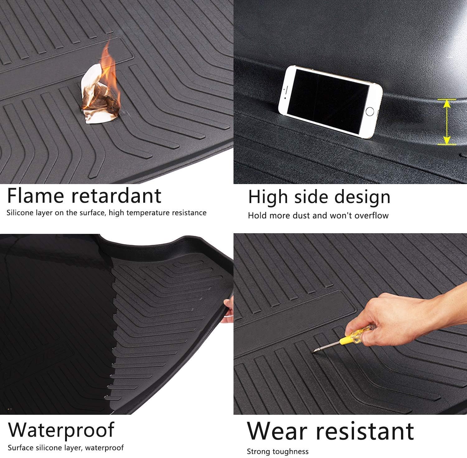 Wrangler JL Cargo Liners，All Weather Guard 3D Modeling Heavy Duty TPO Waterproof Rear Cargo Tray Trunk Floor Mat Protector Custom Fit for 2011 2012 2013 2014 2015 2016 2017 Jeep Wrangler 4-Door Pack of 2