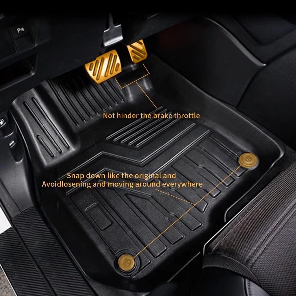 Floor Mats Compatible with 2020 2021 Ford Explorer TPE Automotive Floor Mats All Weather Protector Mat Include Front and Rear Row Linder Black