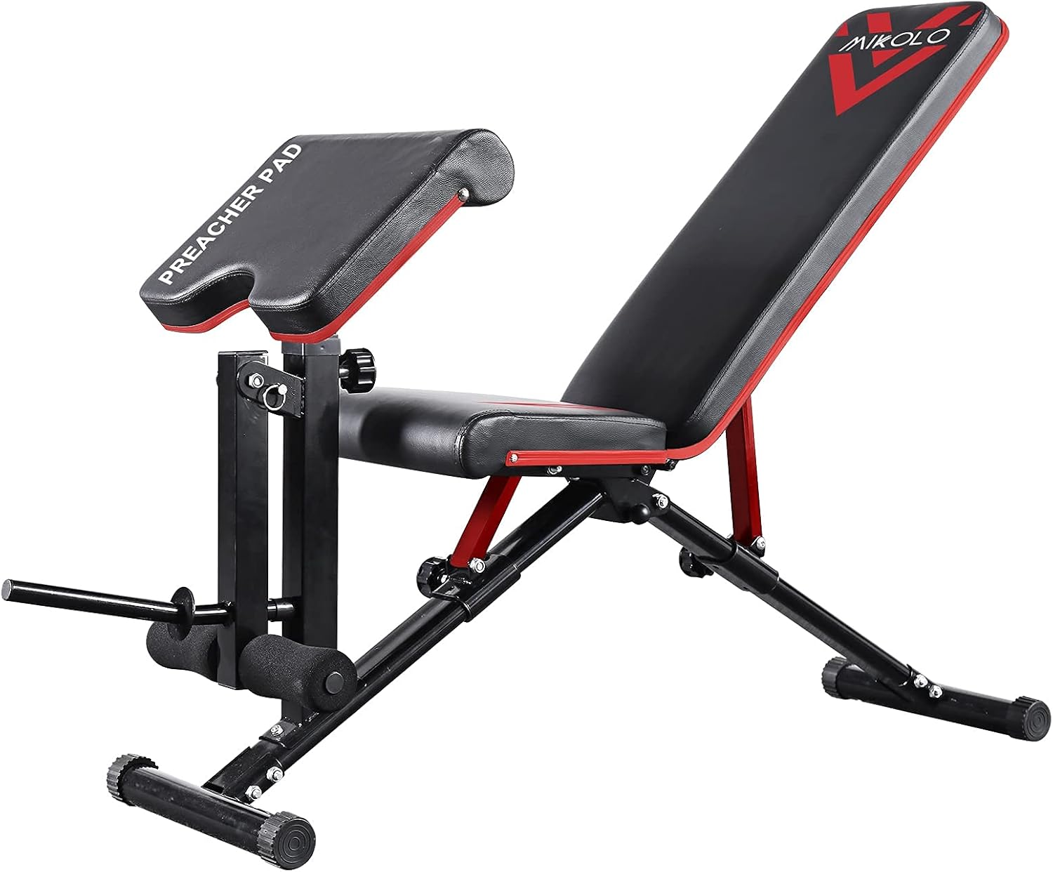 Mikolo Adjustable Weight Bench for Full Body Workout, 8+4 Positions Foldable Incline and Decline Multi-Purpose Workout Bench with Preacher Pad, Leg Extension for Home Gym