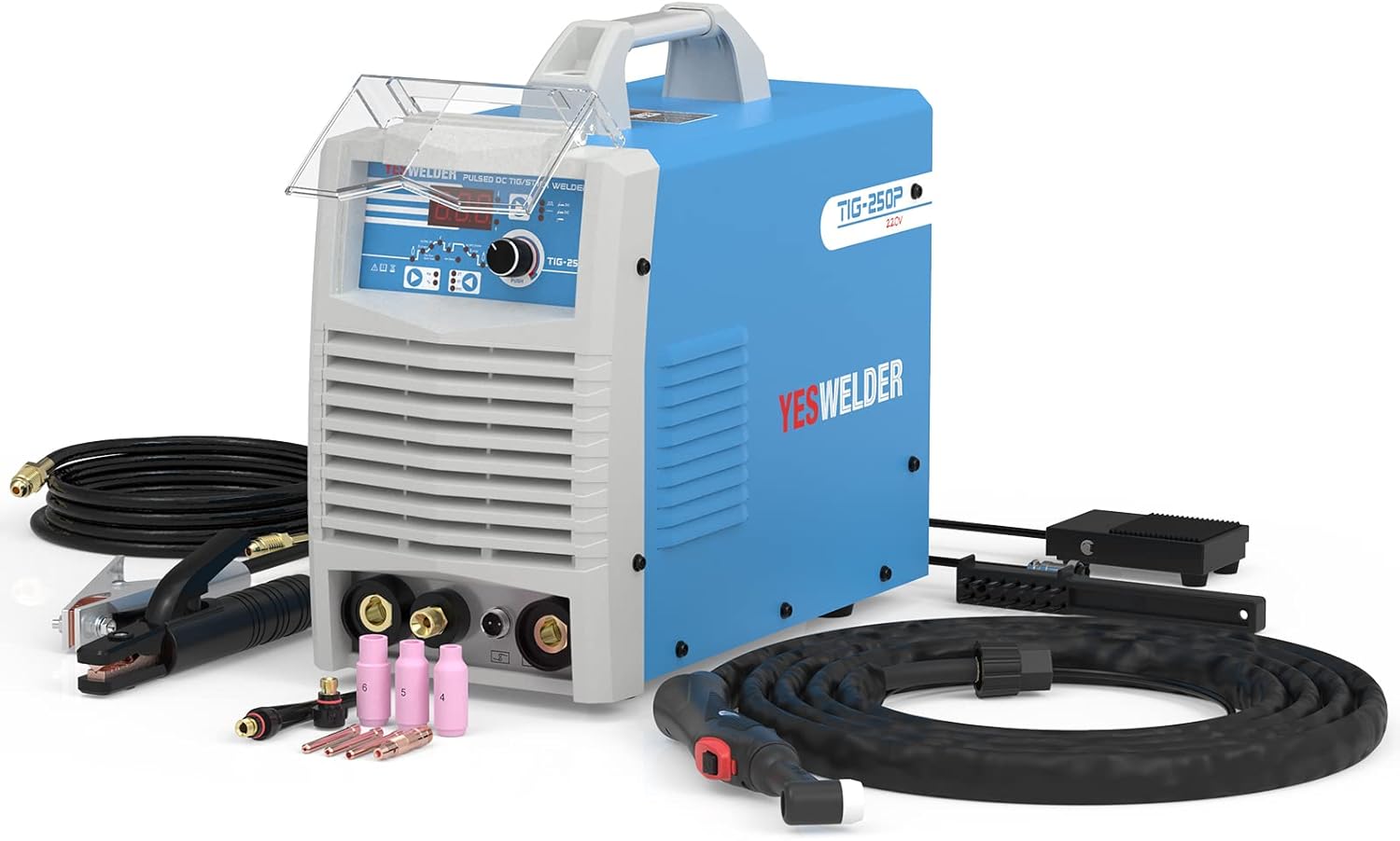 YESWELDER 220V TIG Welder, 250 Amp DC Pulsed TIG Welding Machine with HF Start