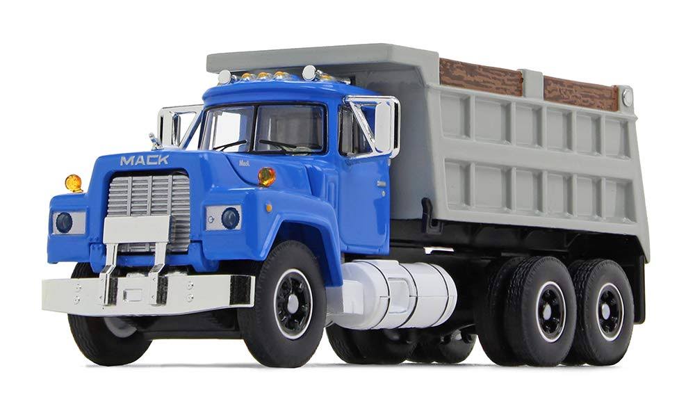 Mack R Dual Axle Dump Truck Blue with Gray Body 1/64 Diecast Model by DCP/First Gear 60-0580