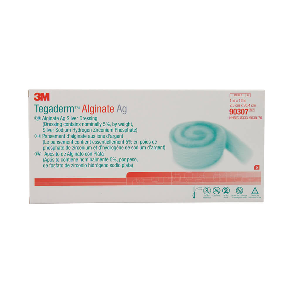 3M Tegaderm Alginate Ag Silver Dressing,Rope,1 x 12 (2.54cm x 30.48Cm),5/Pack,90307