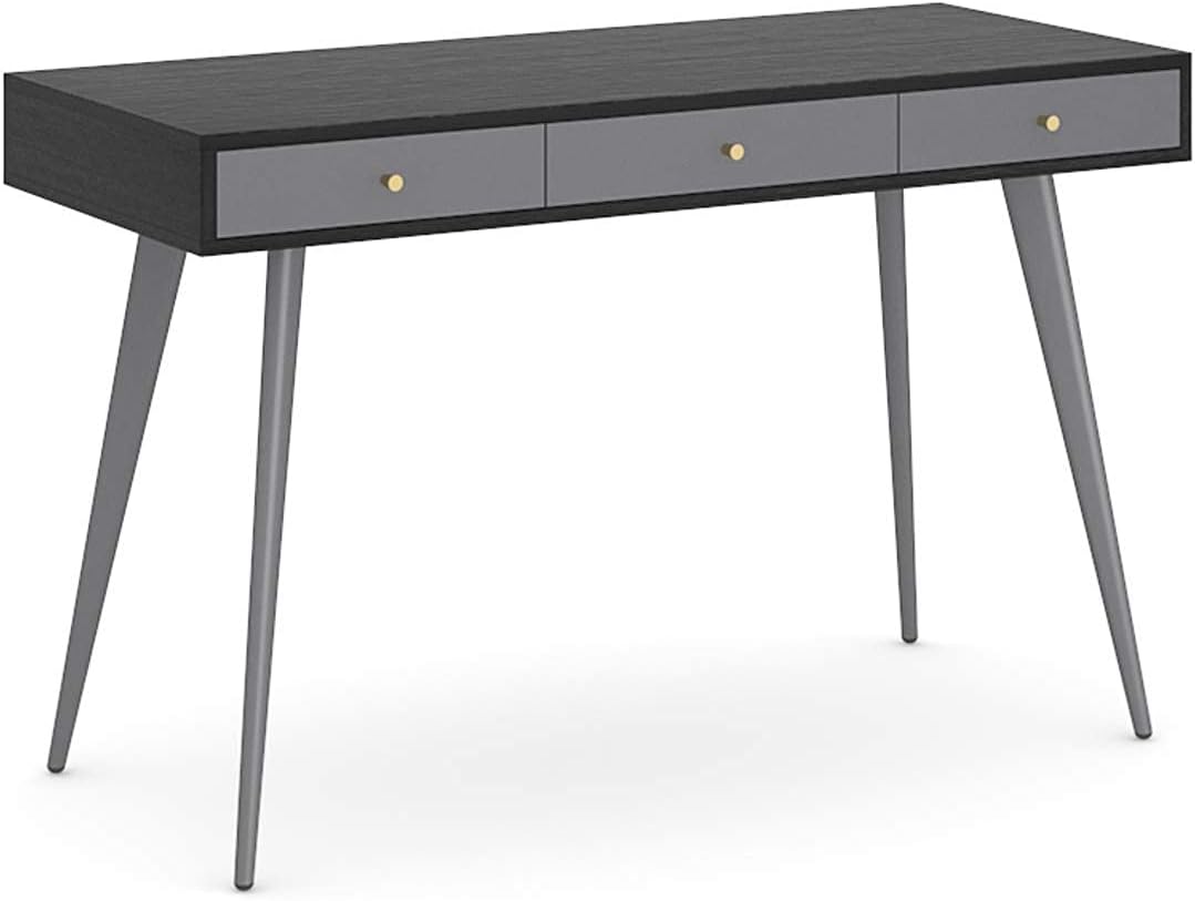 WILLIAMSPACE Desk 47 inch with 3 Drawers - Modern Mid Century Desk for Home Office (Walnut + Grey)