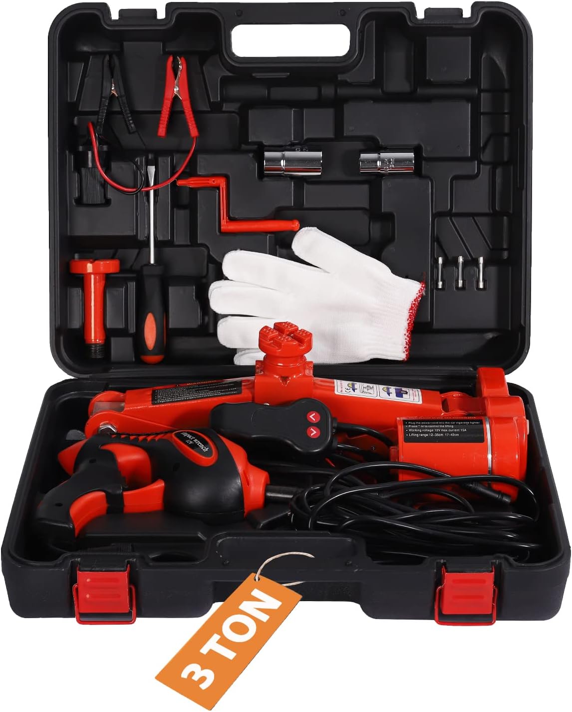 Electric Car Jack TYAYT 3 Ton Electric Car Floor Jack with Electric Wrench and Tire Inflator Pump, 12V Scissor Jack Electric Jack for Car Sedan and SUV Tire Changing