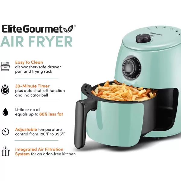 Air Fryers EAF-0201BG Personal 2.1 Qt. Compact Space Saving Electric Hot Air Fryer Oil-Less Healthy Cooker, Timer & Temperature Controls, 1000W, Quart, Blue Gray(Mint)