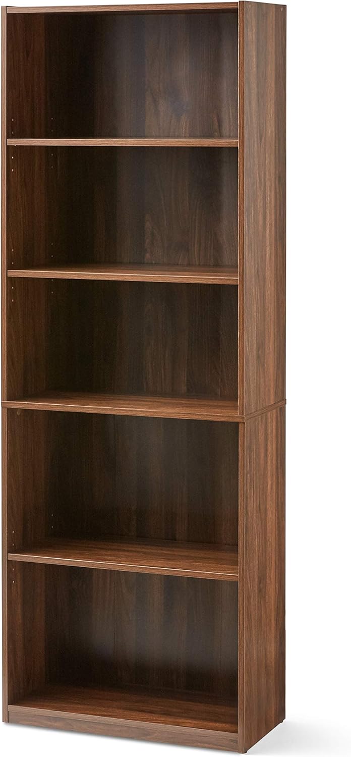 Mainstay Orion Wide 5-Shelf Bookcase, Canyon Walnut Pack of 2