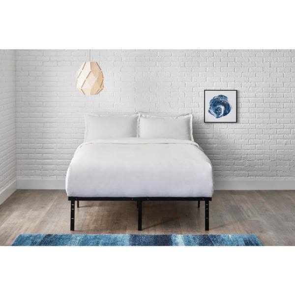 Black Metal Queen Bed Frame with Steel Slats (60 in W. x 14 in H.)