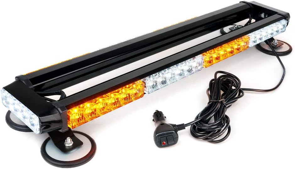 Xprite White Amber LED Rooftop Strobe Flashing Light Bar 26