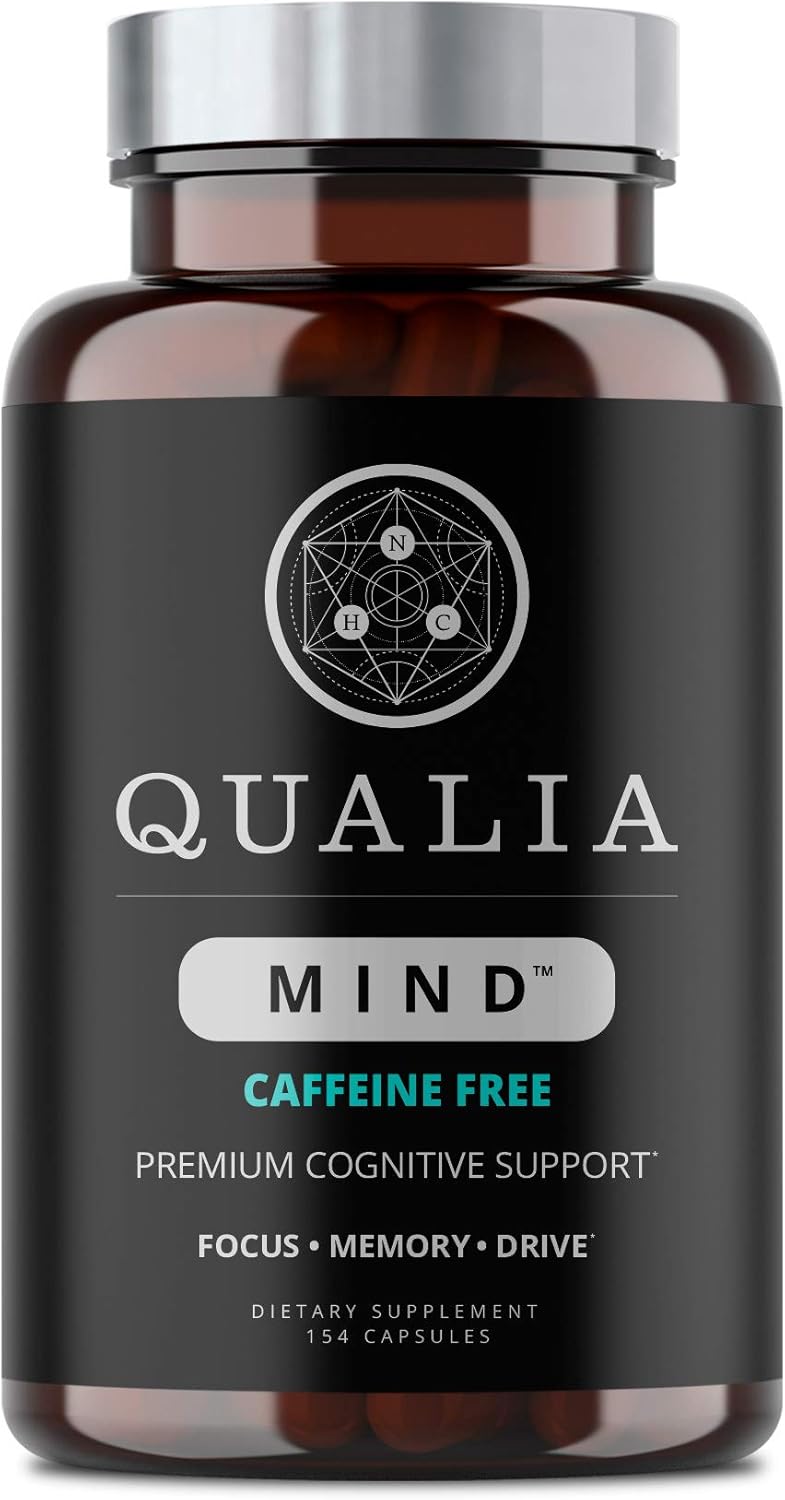 Qualia Mind Nootropic | Premium Brain Booster Supplement for Memory, Focus, Clarity and Concentration Support with Bacopa monnieri, Ginkgo biloba, DHA, Alpha GPC, B12 & More (154 Ct Caffeine-Free)