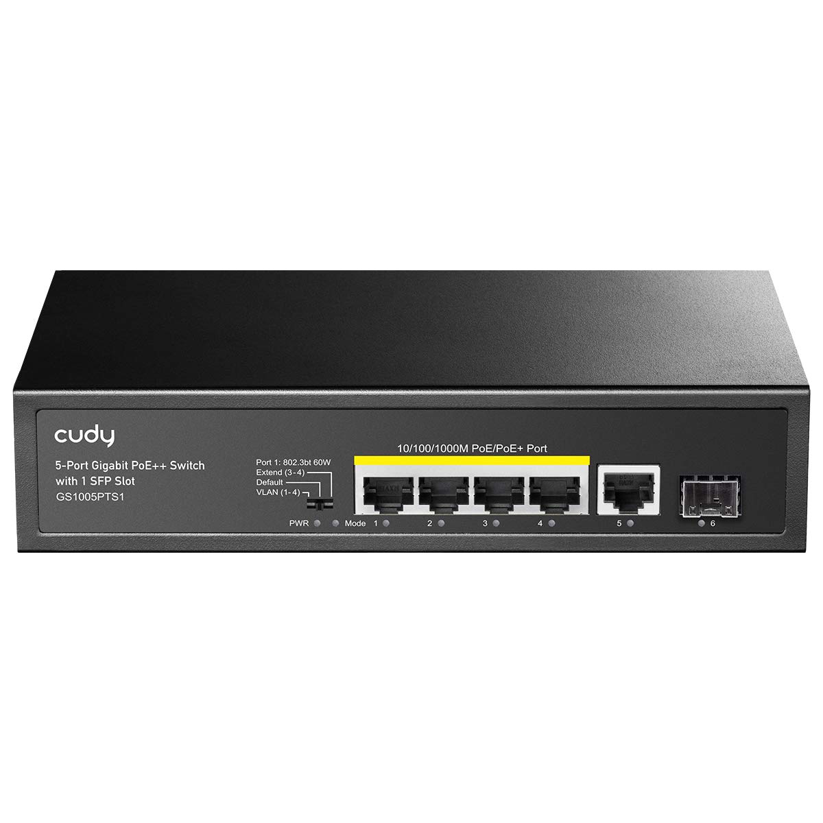 Cudy 5 Port Gigabit PoE+ Switch 120 W, PoE Switch, 60 watts for Port1, 4 PoE Ports, 1 SFP, 802.3 at/af, VLAN, Extend to 250 Meters, Not Support 802.3bt, GS1005PTS1 Pack of 2
