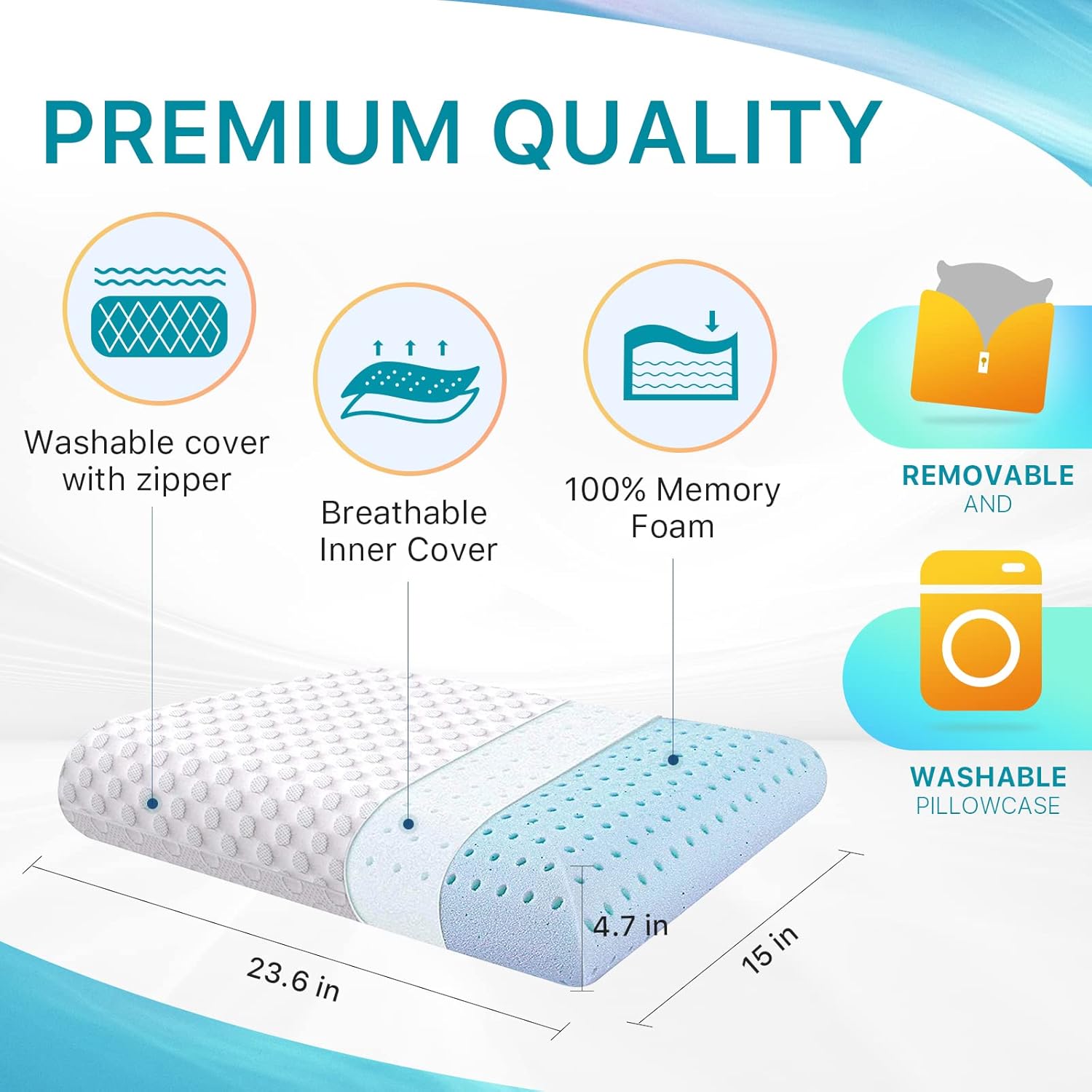 Opoiar Cervical Memory Foam Pillow, Orthopedic Pillows for Neck Pain, Ergonomic Pillows for Sleeping, Contour Pillows for Side, Back and Stomach Sleepers Neck Support Pillows for Shoulder Pain Relief