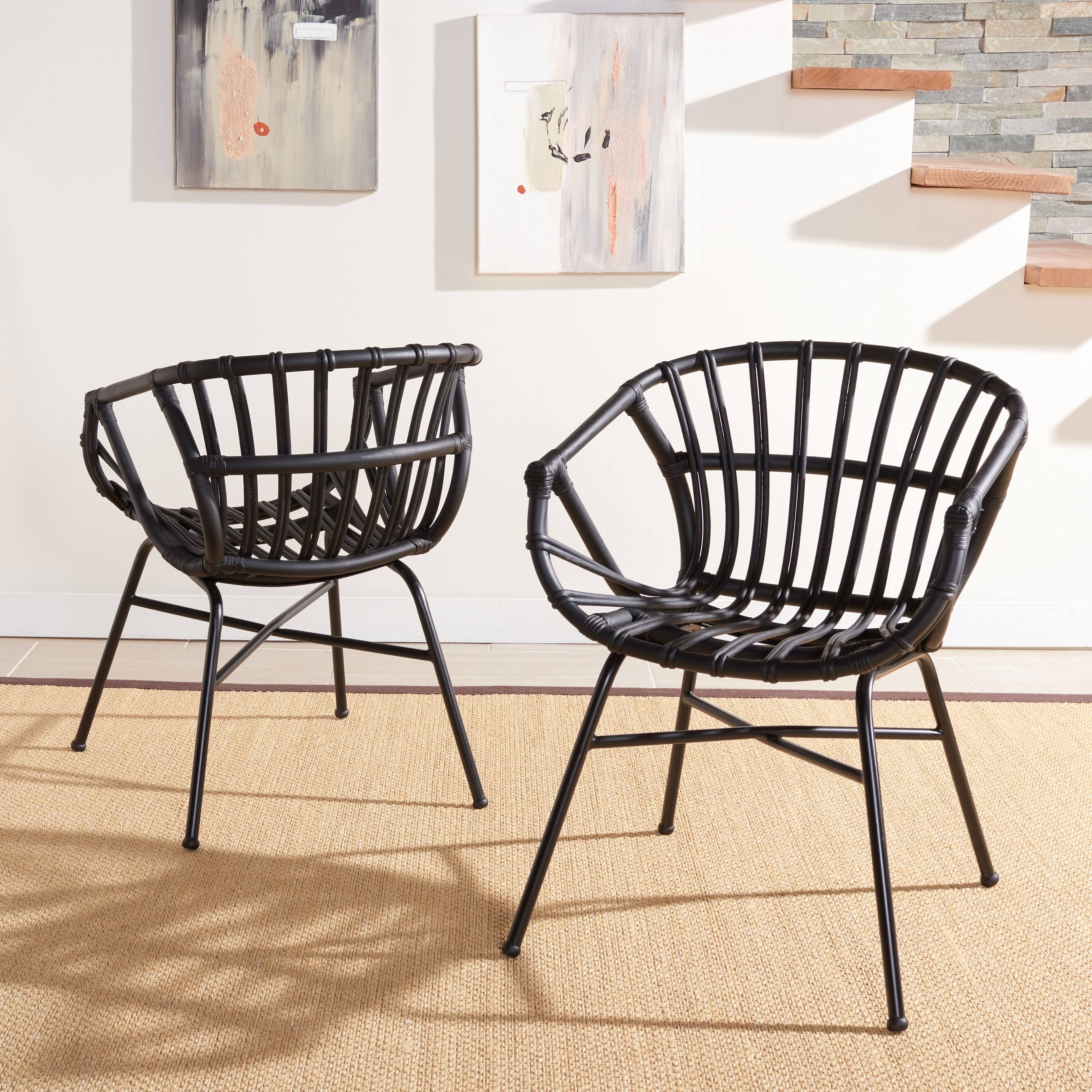 Safavieh Avril Rattan Dining Chair-Black (Set of 2)